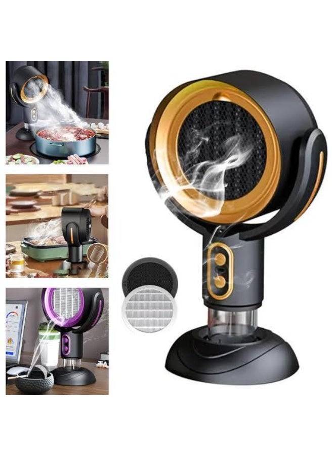 This extractor fan and air purifier cleans the air of smoke, leaving it clean and healthy. It removes odors and smoke from kitchens and offices, promoting a healthy and refreshing environment. The small, practical, and easy-to-use extractor cleans the air of odors, smoke, and bacteria in seconds with fast and effective suction. Negative ion technology purifies the air of bacteria and harmful pollutants. Its compact and portable design allows it to be easily placed on any desk or surface. Simple touch controls ensure easy operation. - Image 2